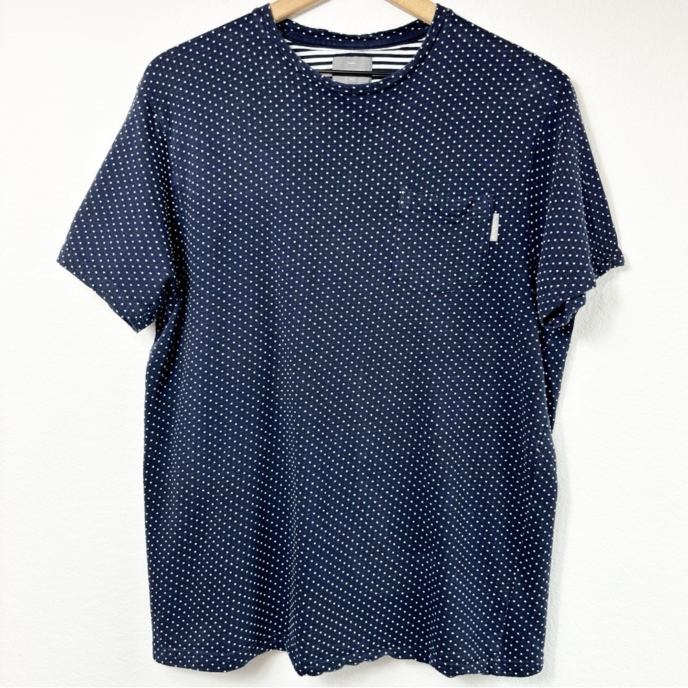 RARE Peter Werth Men's Navy Micro Dot Short Sleeve Tee